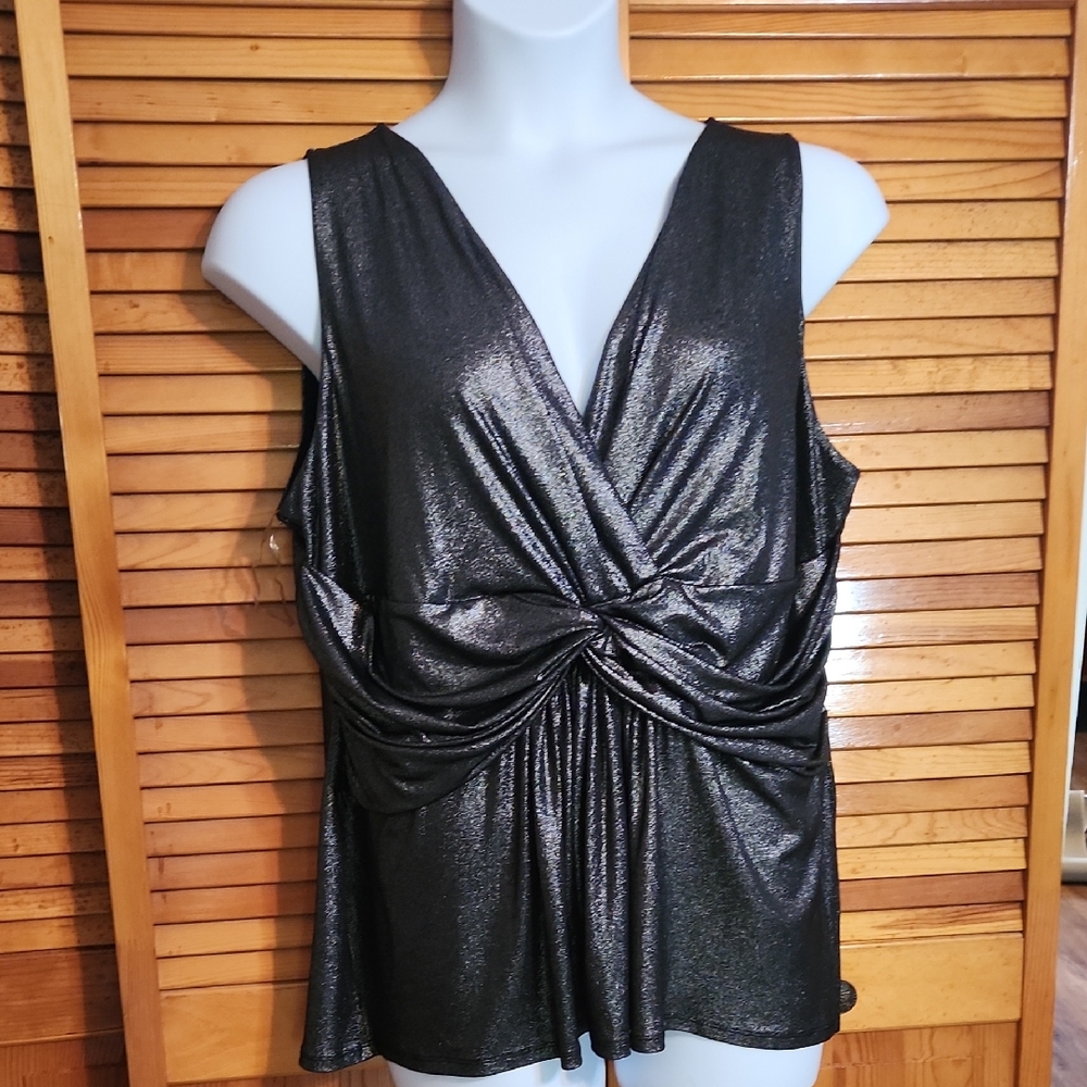 Lane Bryant Shimmering Black Twist Front Tank Top